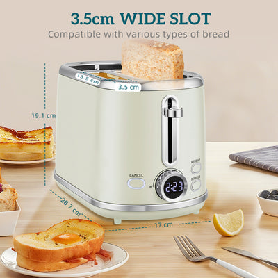 HOMCOM Polished Retro 40-100°C Kettle and Toaster Set - Grey 