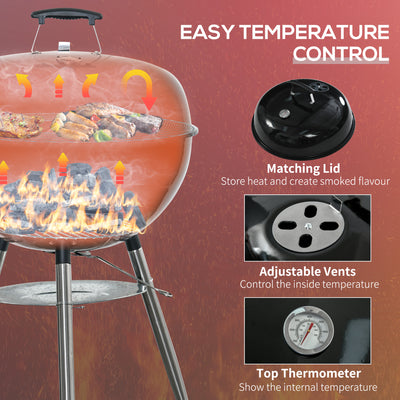 Outsunny Portable Kettle Charcoal Grill - Black 