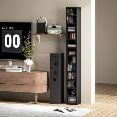 HOMCOM 204 CD Tall Narrow Media Storage Tower - Black 