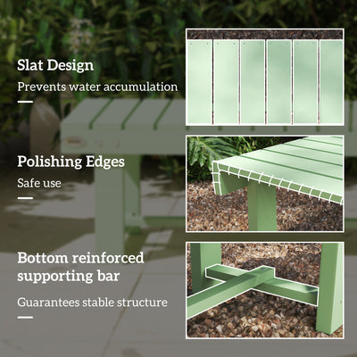 Outsunny Wooden Garden Bench, Backless Outdoor Loveseat with Slatted Seat, Light Green 