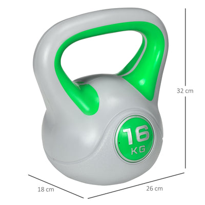 SPORTNOW Kettlebell, 16kg Kettle Bells with Handle for Home Gym Weight Lifting and Strength Training, Green and Grey 