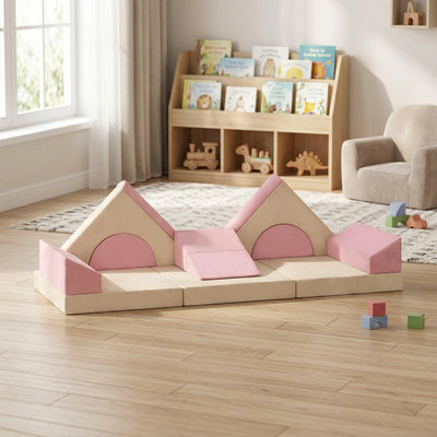 AIYAPLAY Kids Play Sofa, 12 Pieces Foam Modular Soft Play Set for Playroom, Children Convertible Sofa for Boys and Girls, Pink 