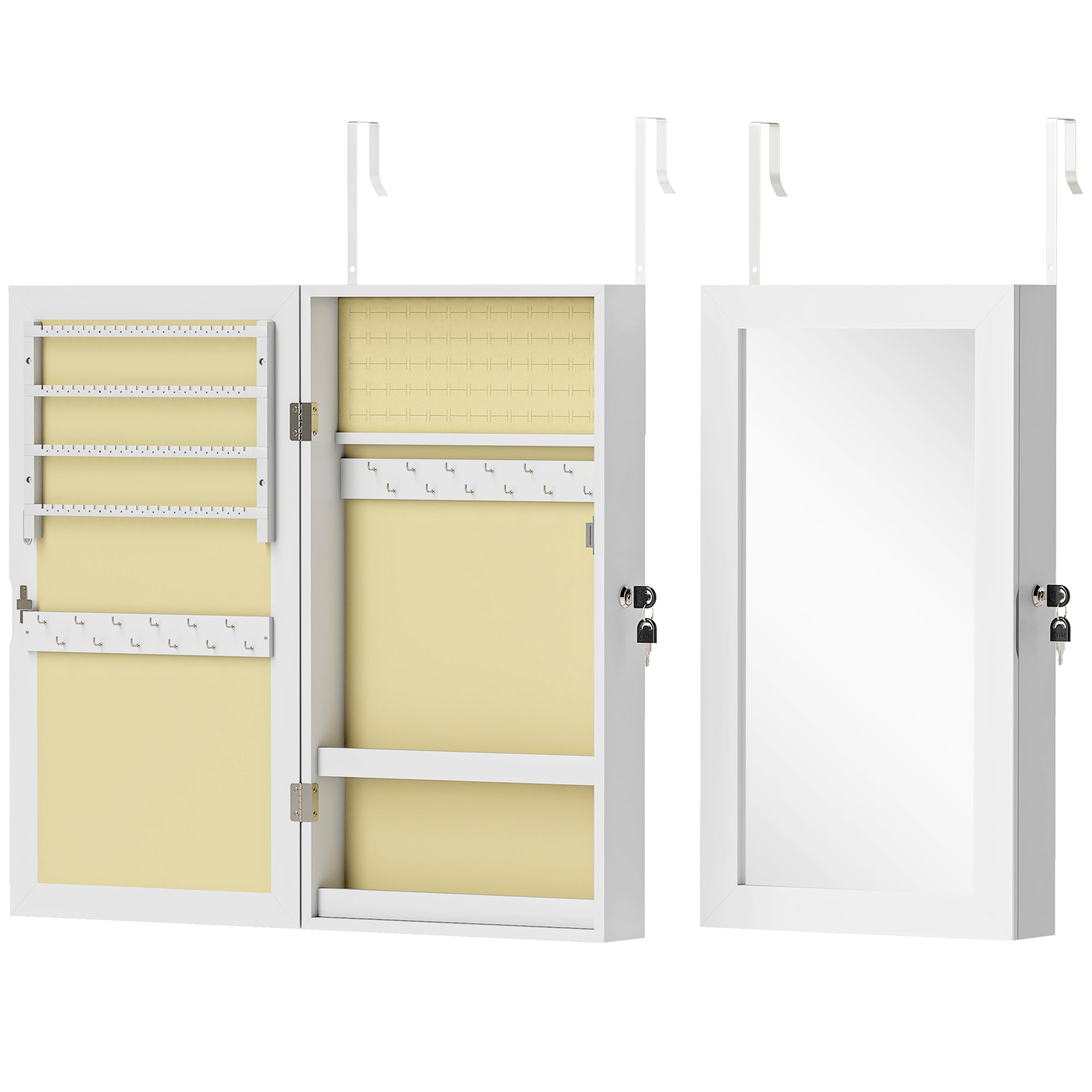 HOMCOM Jewelry Cabinet, Jewelry Storage Cabinet with Mirror, White 