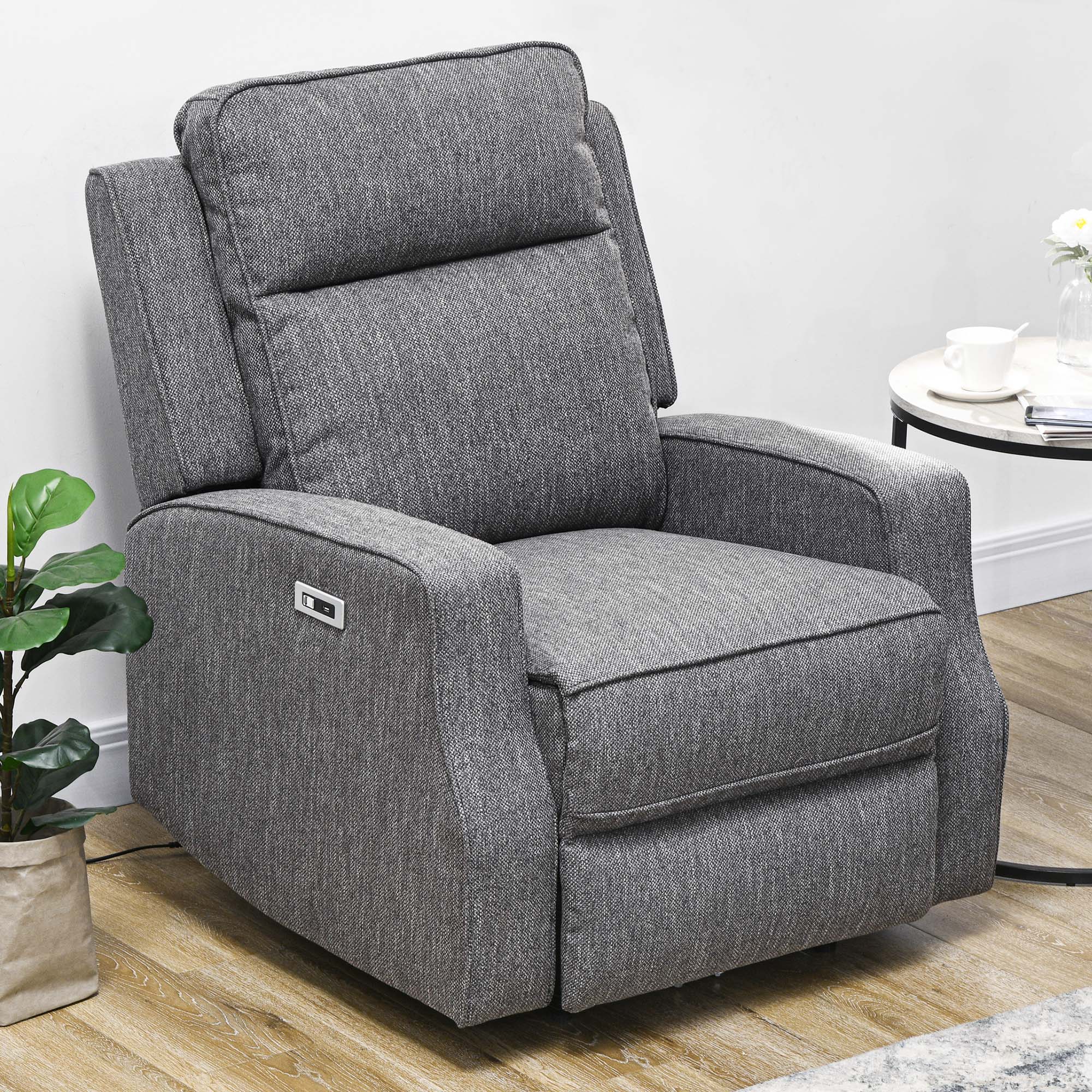 HOMCOM 150\'c2\'b0 Electric Reclining Chair, with USB port and Footrest - Charcoal Grey
