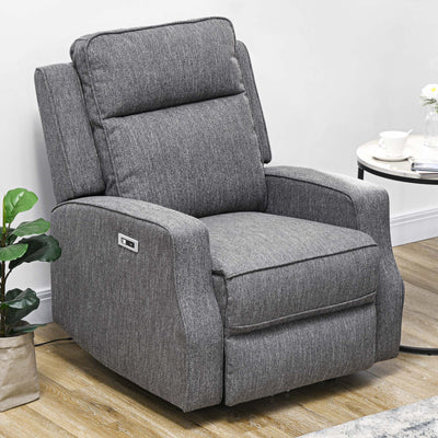 HOMCOM 150\'c2\'b0 Electric Reclining Chair, with USB port and Footrest - Charcoal Grey 