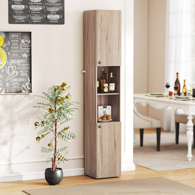 HOMCOM 6-Tier Tall Bathroom Cabinet - Natural