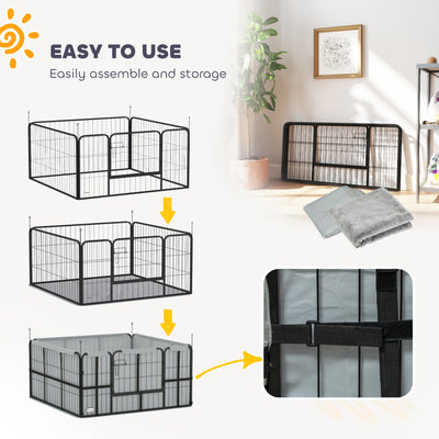 PawHut Steel Dog Whelping Box with Washable Whelping Pad, Wind-Resistant Cloth, for Small, Medium Dogs, 122 x 122 x 60cm 
