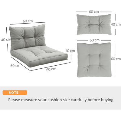 Outsunny 2-Piece Seat Cushions Back Pillows Replacement, Patio Chair Cushions Set for Indoor Outdoor, Light Grey 