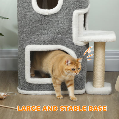 PawHut 75 cm Cat Tree, Cat Tower Condo for Indoor Cats with Scratching Post, Jumping Platform, Grey 