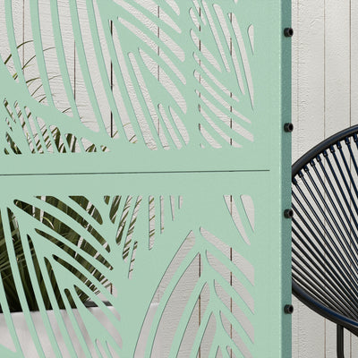 Outsunny Metal Decorative Privacy Screen Outdoor Divider, Green Leaf 