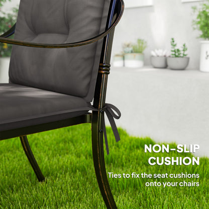 Outsunny Set of Four Padded Garden Seat Cushions - Charcoal Grey 