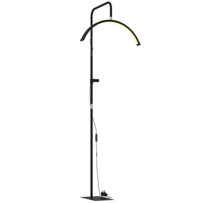 HOMCOM Half Moon Lash Light, Beauty Floor Lamp with 350° Rotatable Head, 7 Colour Temperature and Phone Holder, Dimmable Standing Lamp for Eyelash Extension, Tattoo, Nails, Skincare, Black 