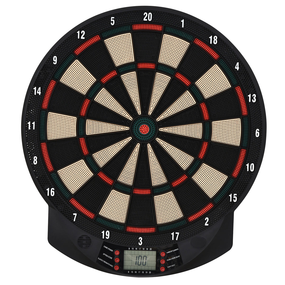 HOMCOM LCD Electronic Dartboard Set Features 26 Games w/ 185 Variations and Include 6 Darts Multi-Game Option Ready-to-Play 