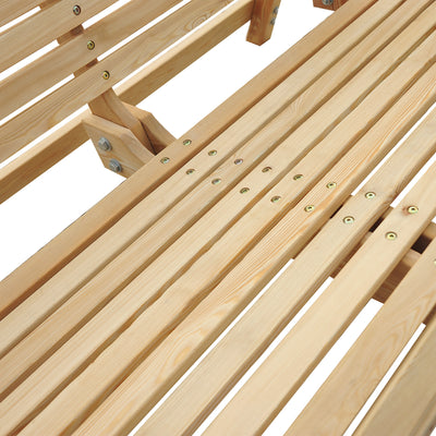 Outsunny 2 Seater Garden Swing Seat Larch Wood Swing Chair Hammock Bench Lounger - Natural 