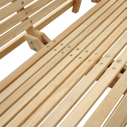 Outsunny 2 Seater Garden Swing Seat Larch Wood Swing Chair Hammock Bench Lounger - Natural 