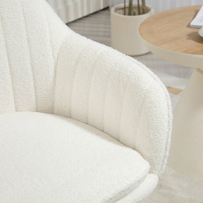HOMCOM Set of Two Sherpa Fleece Dining Chairs - Cream 