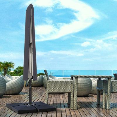 Outsunny Outdoor Cantilever Umbrella Cover Parasol with Rod, Zipper, Dark Grey 