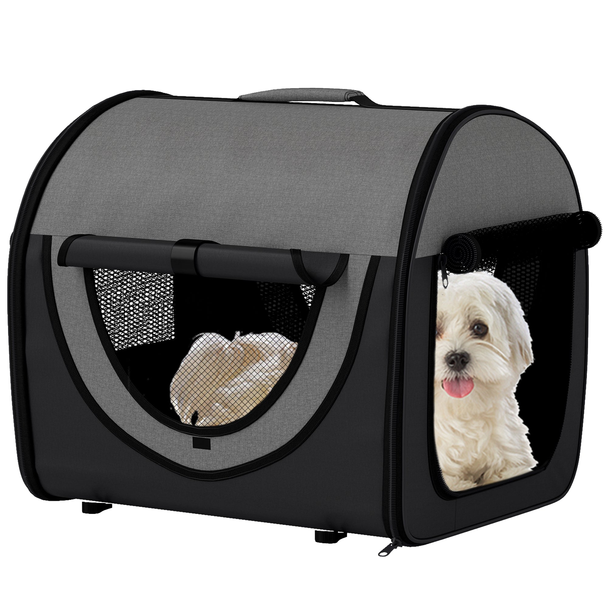 Pawhut Folding Fabric Soft Pet Crate, 46Lx36Wx41H cm - Black 