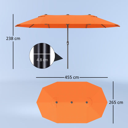 Outsunny 4.6m Double-Sided Garden Parasol - Orange 