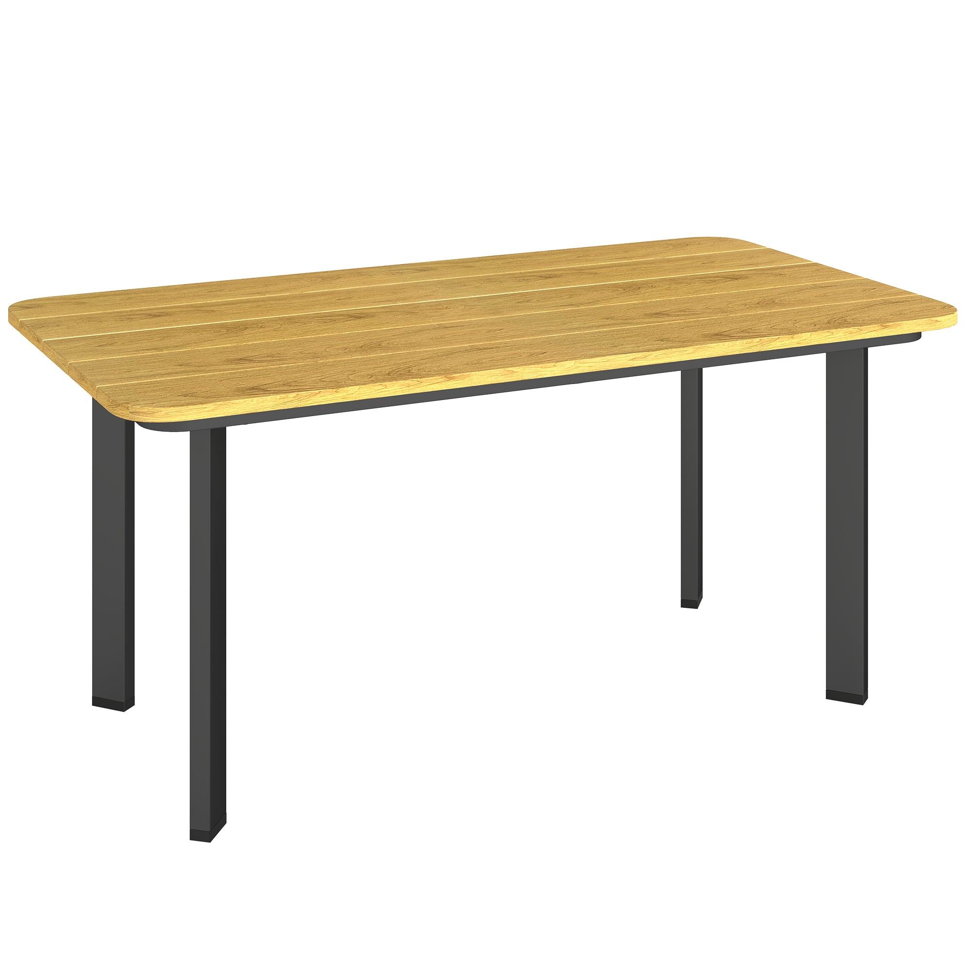 Outsunny Outdoor Garden Coffee Table, Garden Table with Slatted Wood Plastic Composite Top and Metal Frame, Brown 