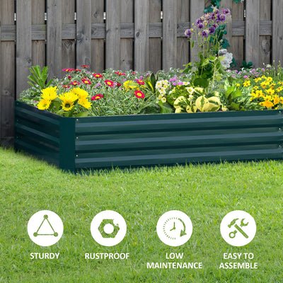Outsunny Metal Raised Garden Bed Planter Box Outdoor Planters for Growing Flowers, Herbs, Green, 241x90.5x30cm 