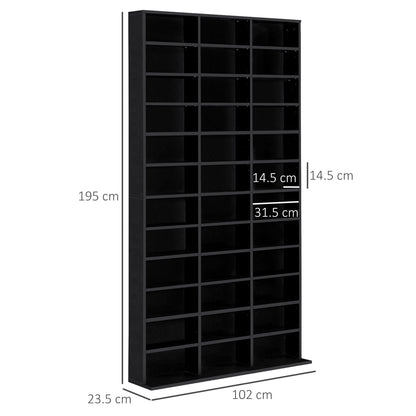 HOMCOM 1116 CD/ 528 DVD Storage Shelf Rack Media Storage Unit Shelves Racks Wooden Display Unit with 10 Adjustable Shelves, Black 