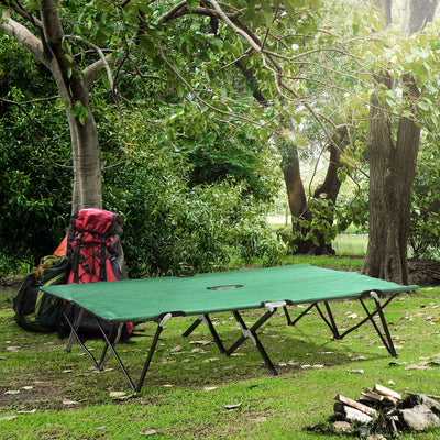 Outsunny Double Camping Cot Bed, with Bag - Green 