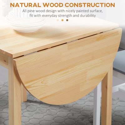 HOMCOM 4-6 Person Wooden Drop-Leaf Table - Natural Finish 