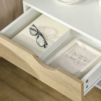 HOMCOM Bedside Table with Drawer and Shelf, Modern Nightstand, End Table for Bedroom, Living Room, Set of 2 