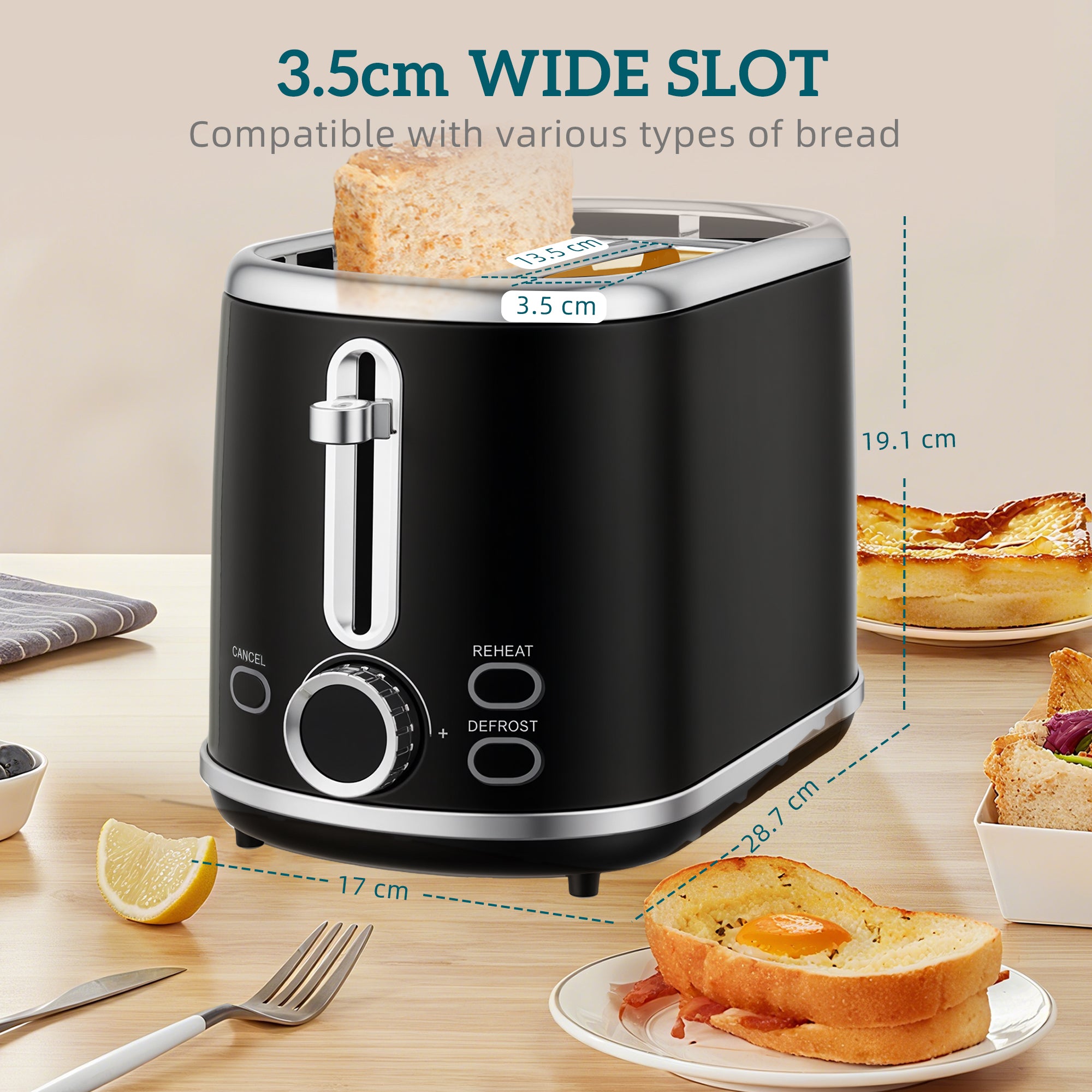 HOMCOM Polished Retro 40-100°C Kettle and Toaster Set - Black 