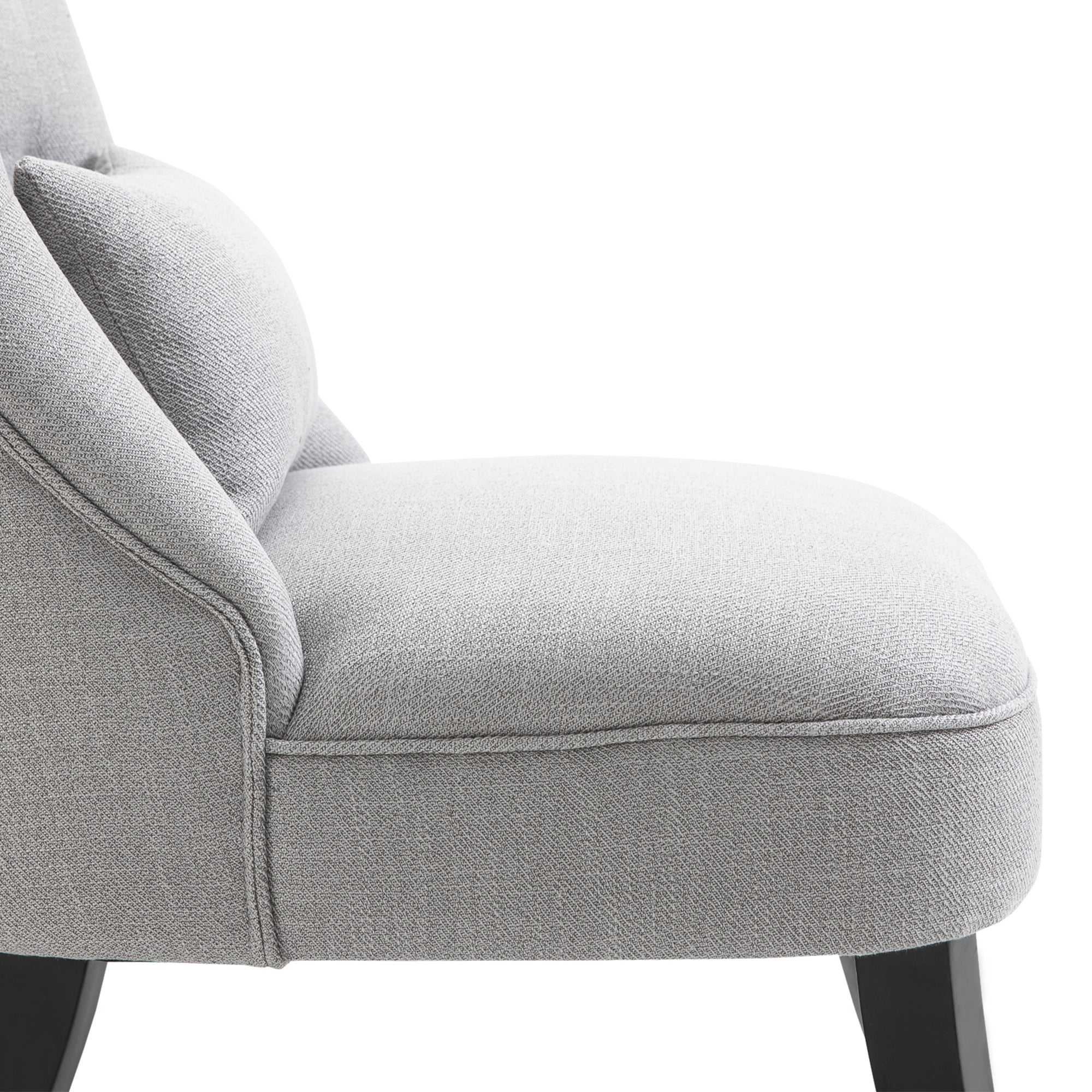 HOMCOM Fabric Single Sofa Dining Chair Tub Chair Upholstered W/ Pillow Solid Wood Leg Home Living Room Furniture Grey 