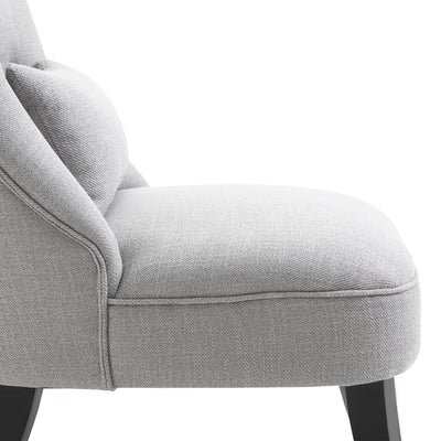 HOMCOM Fabric Single Sofa Dining Chair Tub Chair Upholstered W/ Pillow Solid Wood Leg Home Living Room Furniture Grey 