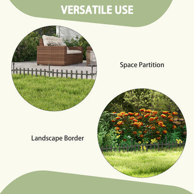 Outsunny 4PCs Wooden Garden Fencing Landscape Edging, Grey 
