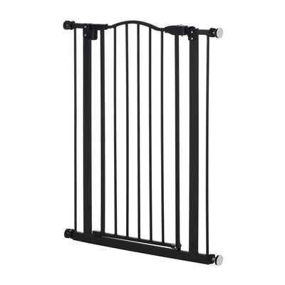 PawHut Pressure Fit Dog Stair Gate No Drilling Safety Gate Auto Close for Doorways, Hallways, 74-80cm Adjustable, 94cm Tall, Black 