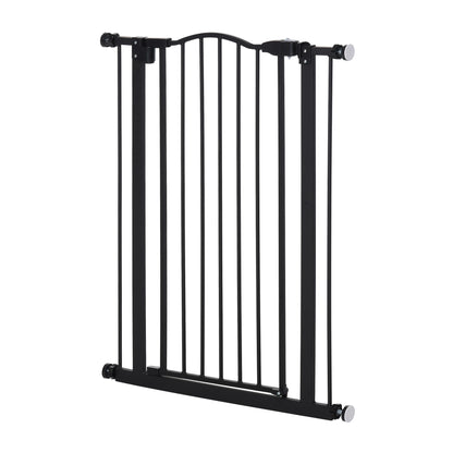 PawHut Pressure Fit Dog Stair Gate No Drilling Safety Gate Auto Close for Doorways, Hallways, 74-80cm Adjustable, 94cm Tall, Black 