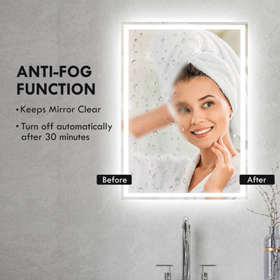 HOMCOM 70 x 50cm LED Bathroom Mirror with Lights, Dimmable Makeup Mirror, Vanity Mirror with 3 Colour, Smart Touch, Anti-Fog 