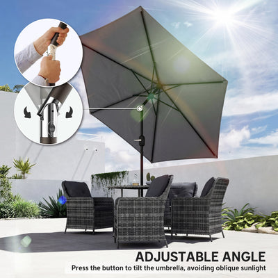 Outsunny 2.6 m Garden Parasol Umbrella with Aluminium Pole, Outdoor Patio Umbrella with Tilt and Crank, Vent, Grey 