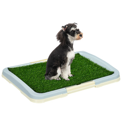 PawHut Puppy Training Pad, Indoor Portable Puppy Pad, with Artificial Grass, Grid, Panel, Tray, 63 x 48.5cm 