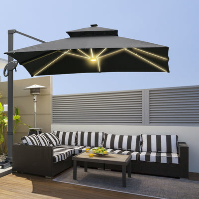 Outsunny 3 x 3(m) Aluminum Sun Square Canopy Top w/ Adjustable Pole Angle Dark Grey 
