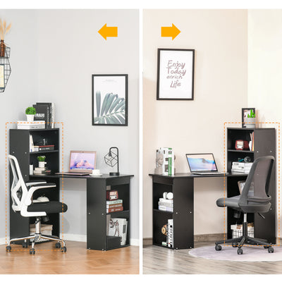 HOMCOM 120cm Modern Computer Desk Bookshelf Study Table Workstation PC Laptop Writing Home Office 6 Shelves, Black 