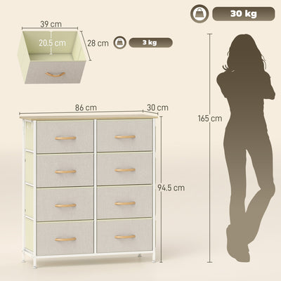 HOMCOM Chest of Eight Fabric Drawers - Beige 