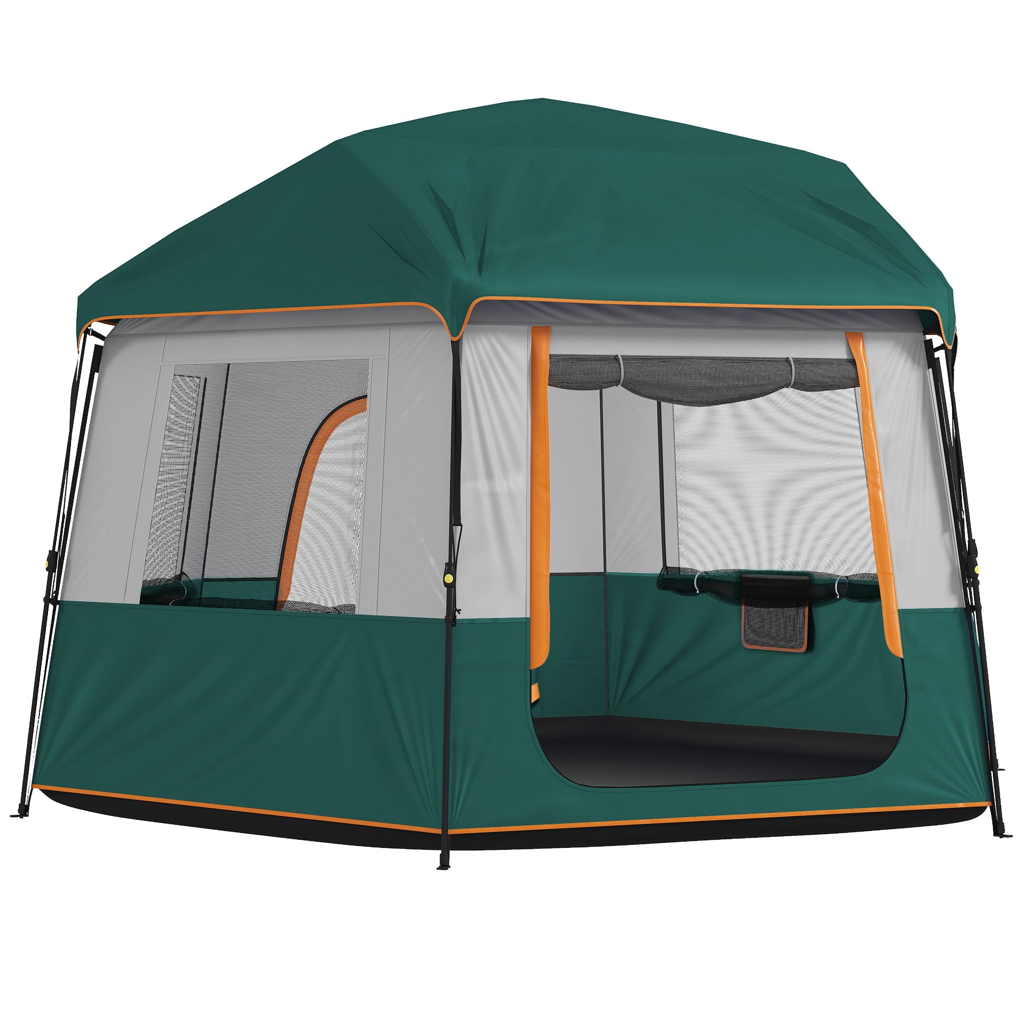 Outsunny Cabin Tent Easy Setup 3000mm Waterproof Camping Tent 4 Person with Carrying Bag Green 