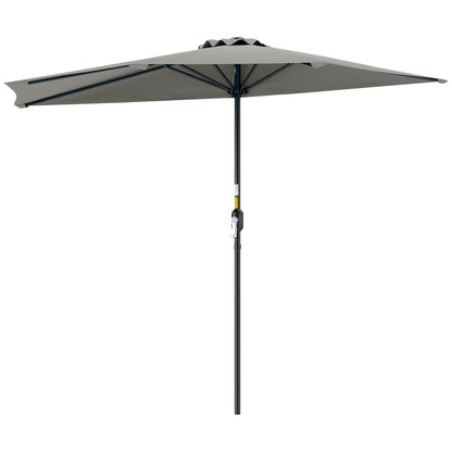 Outsunny Half Round Parasol Umbrella - Light Grey 