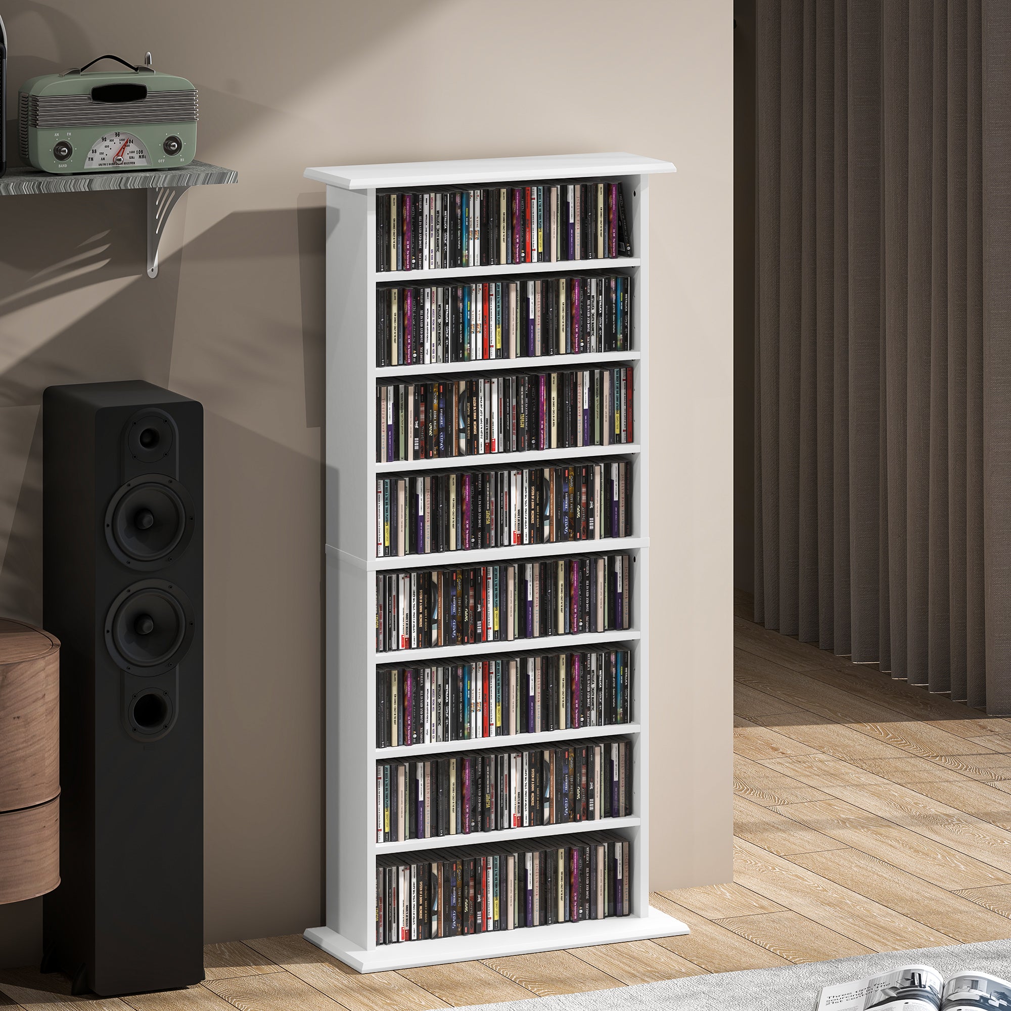HOMCOM 360 CD/185 DVD/185 Blu-ray Storage Unit - White