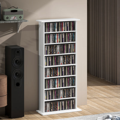 HOMCOM 360 CD/185 DVD/185 Blu-ray Storage Unit - White 