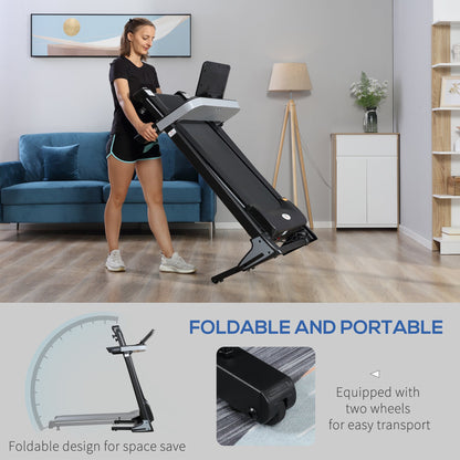 HOMCOM Folding Treadmill for Home Motorised Running Machine w/ LCD Display Black 