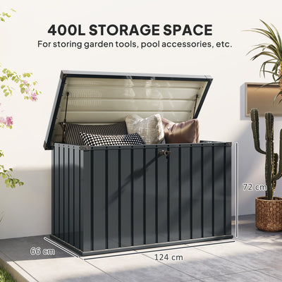 Outsunny 400L Galvanised Steel Garden Storage Box 