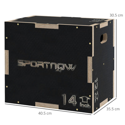 SPORTNOW Multi-Faceted Jump Box, Wooden Step Up Box, for Home, Gym, Exercise, Black 