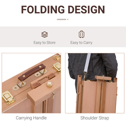 HOMCOM Wooden Art Easel Tripod Sketch Artist Painters Craft Portable Folding Drawing Board Lightweight - Natural Wood 