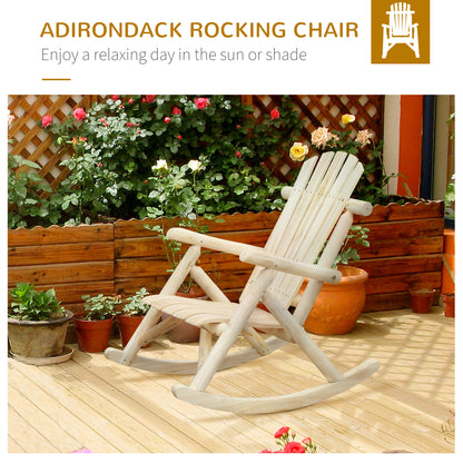 Outsunny Adirondack Chair Cedar Wood Ergonomic Rocking Chair Porch Rocker Garden Traditional - Burlywood 